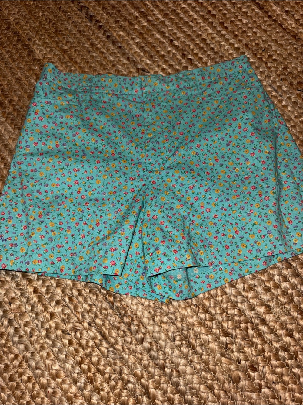 Ralph Lauren Teal Floral High-Waist Shorts